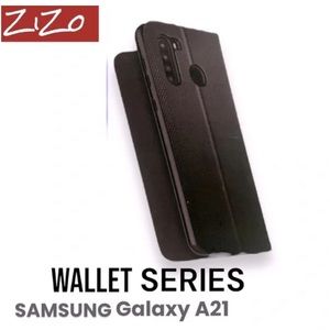 ZIZO WALLET S-Samsung Galaxy A21 Case Card Slot Kickstand Vegan Leather Black